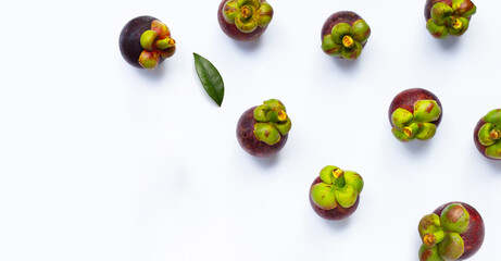Mangosteen on white background.