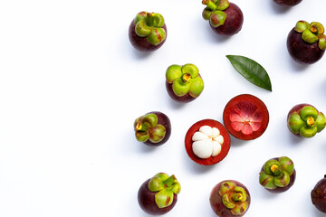 Mangosteen on white background.