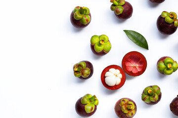 Mangosteen on white background.