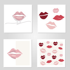 Vector illustration of a procedure lip augmentation. Injections for increase lips shape