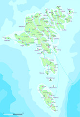 Faröer-Inseln im Nordatlantik, Landkarte