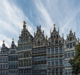 Antwerp, Belgium - July 20 2019: Guild Houses in central Antwerp