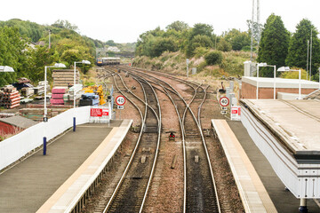 Naklejka premium Edinburgh, Scotland. The Dalmeny railway station in South Queensferry, close to the Forth Rail Bridge