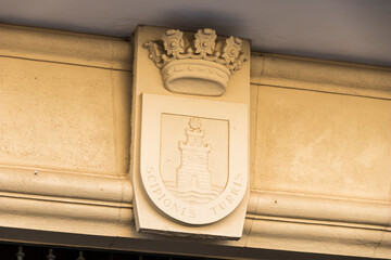 Chipiona, Spain. The Ayuntamiento (City Hall) of the town of Chipiona, with the emblem