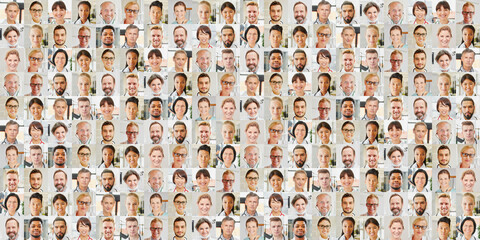 Panorama Collage Arzt und Pflege Team