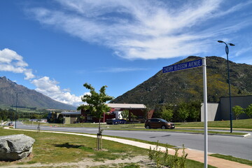 The view of mountains with road in Queenstown, New Zealand