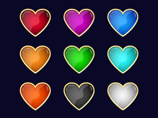 Collection of colorful 3d hearts icon Free Vector
