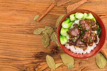 A bowl of fresh trotters rice