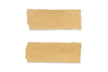 Recycled paper craft stick on a white background. Brown paper torn or ripped pieces of paper isolated on white background with clipping path.