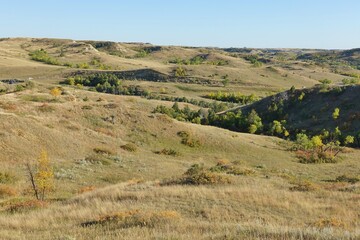 Fototapeta na wymiar View of the Theodore Roosevelt National Park in badlands in North Dakota, United States