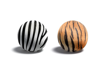 Blank zebra and tiger surface ball mockup set