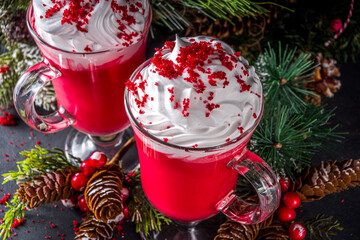 Trendy original winter Christmas hot chocolate recipe idea, Red velvet hot chocolate over festive...