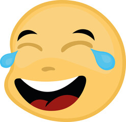 Vector illustration of emoticon with a laughing expression