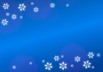 雪の結晶と青いクリスマス背景
