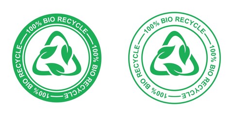 100 percent bio recyclable icon, recycle logo, vector illustration