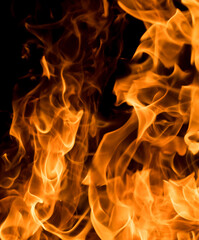 Flames of fire on black background