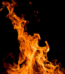 Flames of fire on black background