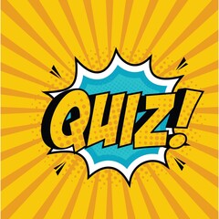 Quiz in comic pop art style. Quiz game icon. Quiz in speech bubble Vector illustration,