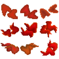 Food set of nine images of fried chicken wings. Images for different purposes sites, logos, restaurant menus, and more.