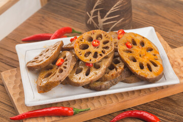 close up of a bowl of lotus root