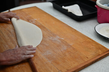 pastry being prepared on table 