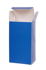 Blue cardboard box. Isolated on white background.