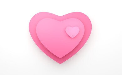 pink heart on white background for Valentine's Day