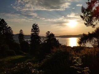 sunset over the river