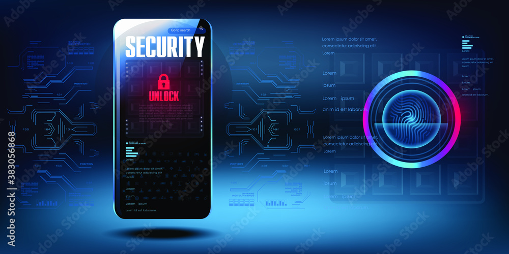 Poster cybersecurity concept. security of personal data on digital media. confidentiality of information st