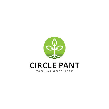 Illustration circle Tree plant nature logo sign silhouette vector logo template