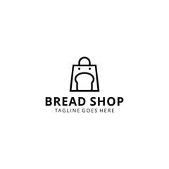 Illustration modern abstract bread bakery food with shopping bag logo design emblem 