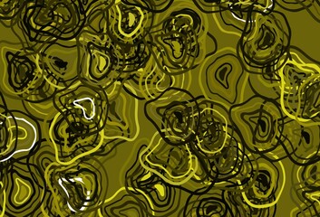 Light Green, Yellow vector pattern with curved lines.