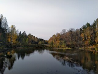 autumn landscape with lake