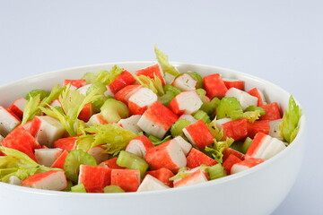 vegetable salad with crab meat roll