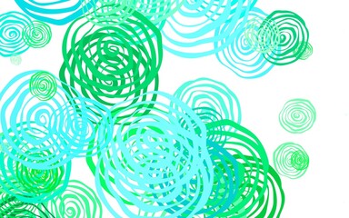 Light Green vector doodle template with roses.