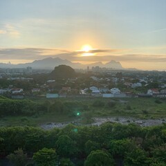 sunset over the river in summer