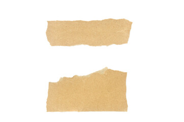 Recycled paper craft stick on a white background. Brown paper torn or ripped pieces of paper isolated on white background with clipping path.