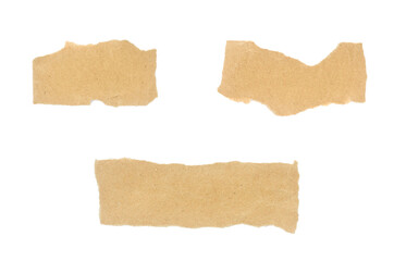 Recycled paper craft stick on a white background. Brown paper torn or ripped pieces of paper isolated on white background with clipping path.
