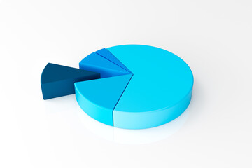 Empty blue 3D pie chart whit white background
