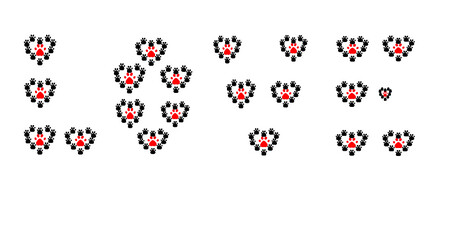 love word written with hearts made of dog paws