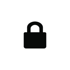Padlock icon template for graphic design project, applications, sites. Black lock isolated on white background. Private access icon, restricted access. Vector illustration.