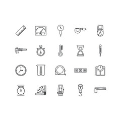 Simple set of icons related to measuring tools, work and school - obrazy, fototapety, plakaty
