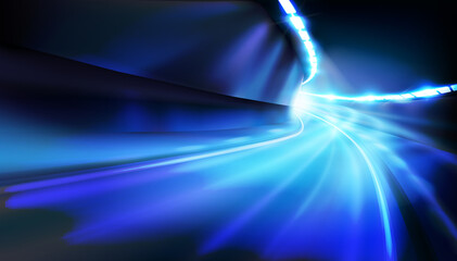 City street at night. Spotlights on a dark background. Abstract blue background. Show on stage. Vector illustration.