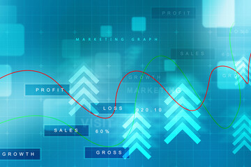 2d rendering Stock market online business concept. business Graph 