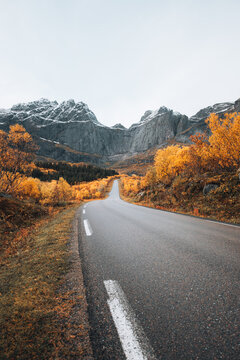 Famous "Batman" mountain in Lofoten Islands, Norway