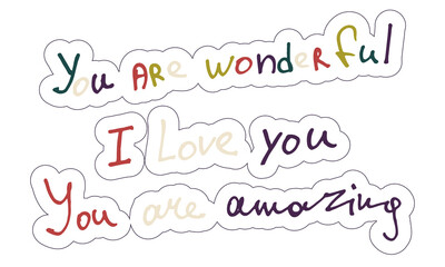 Handlettering quotations about love. Handwritten text isolated on white background. Vector illustration. Template for greeting card, poster, banner. St. Valentine's day