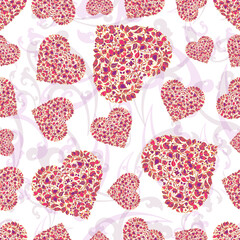 Seamless repeating pattern of abstract hearts.Vector