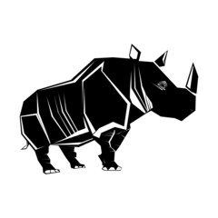 silhouette of Rhinoceros isolated on white background. vector illustration