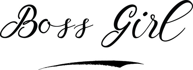 Boss Girl. Handwritten calligraphy Black Color Text On 
White Background