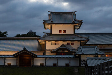 night Kanazawa castle in Japan